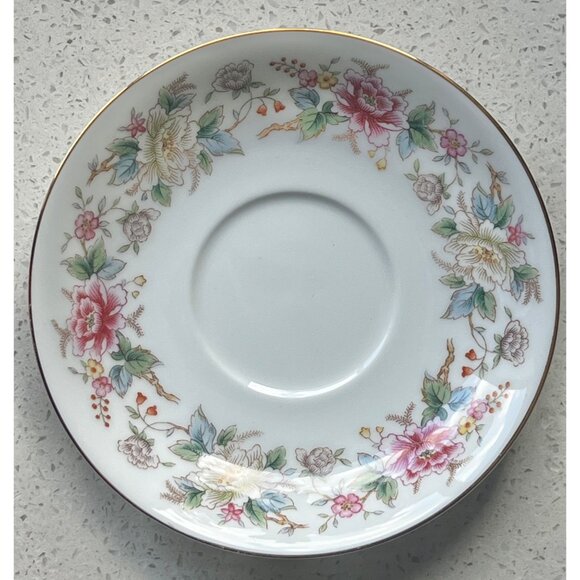 Noritake China Floral Saucer Plate 5.5” White With Blossoms & Gold Trim - Picture 1 of 4